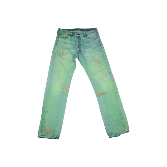 'KEY LIME' PATCH DENIM PANTS