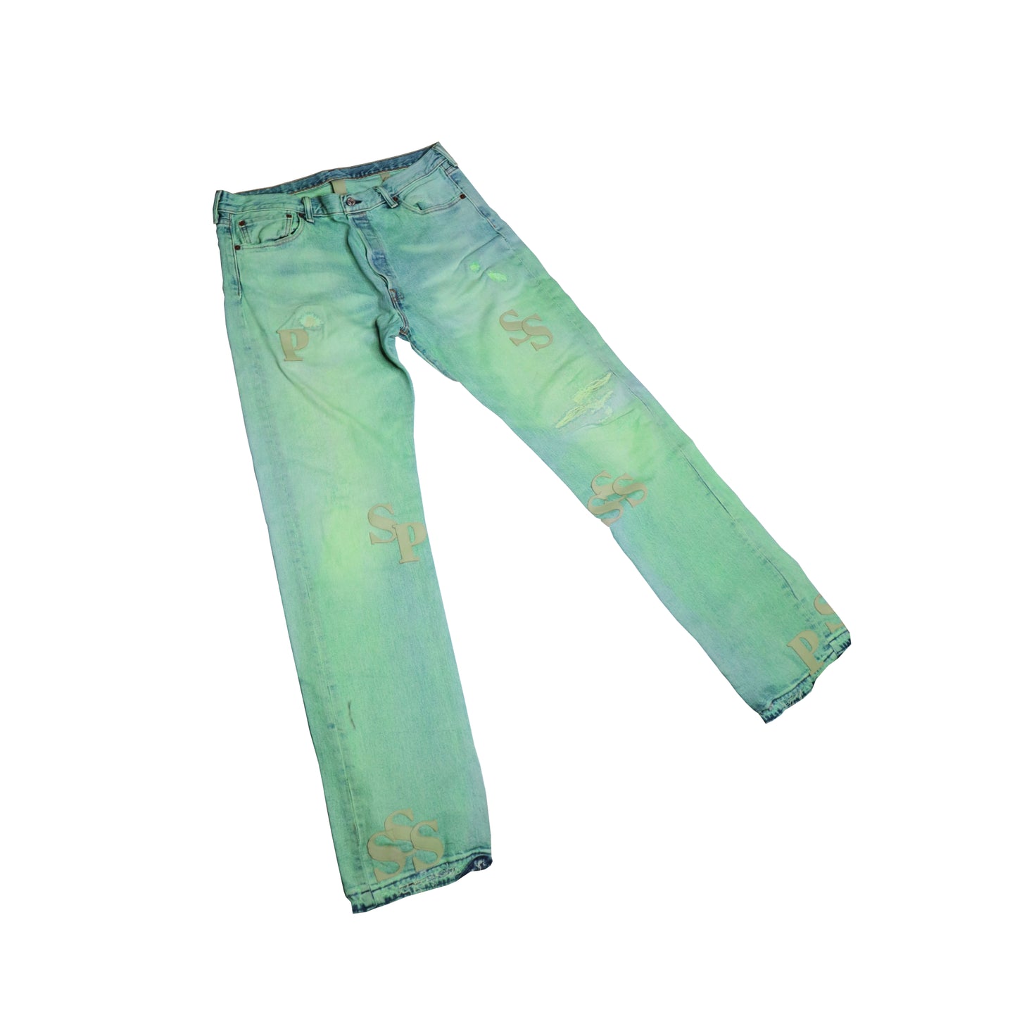 'KEY LIME' PATCH DENIM PANTS